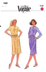 7929 VOGUE VERY EASY SHORT - LONG SLEEVE TOP,  WRAP SKIRT PATTERN 10 UNCUT